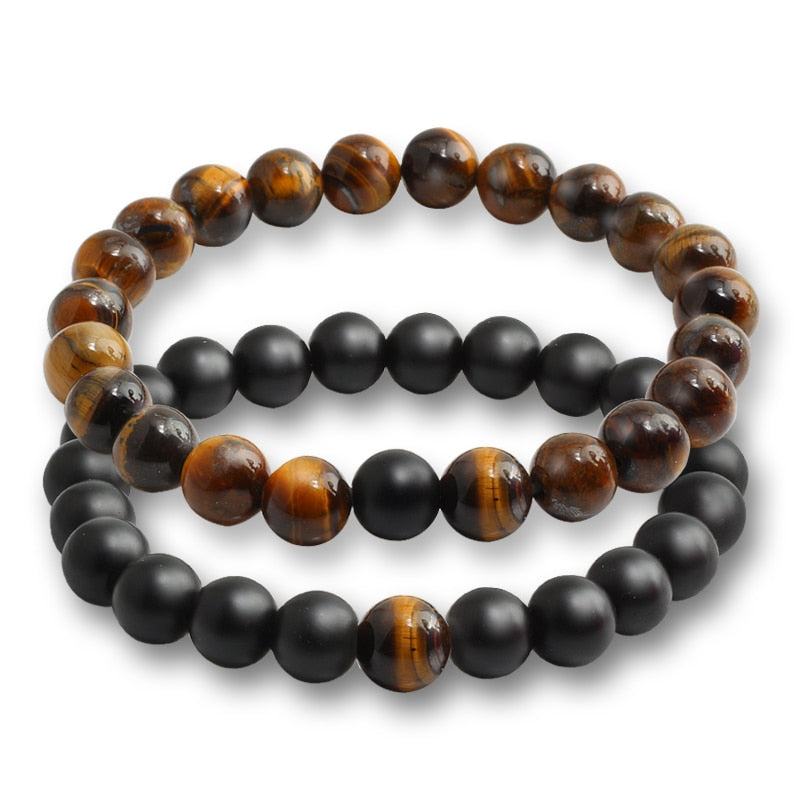 2 Pcs/set Fashion Couple Tiger Eye Stone Bracelets