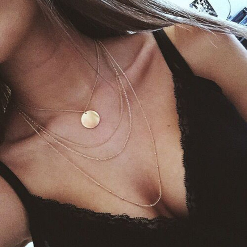 copper choker multi layer necklace