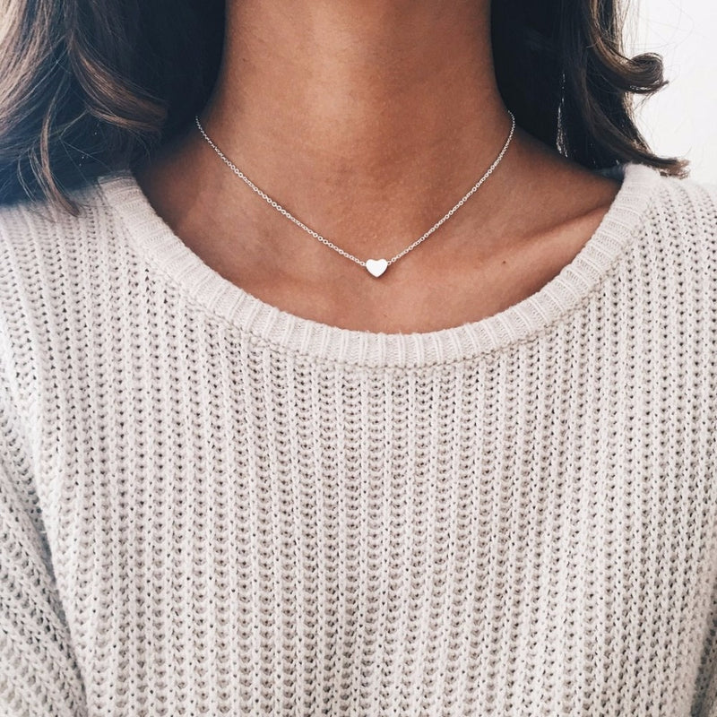 Tiny Heart Choker Necklace for Women gold Silver