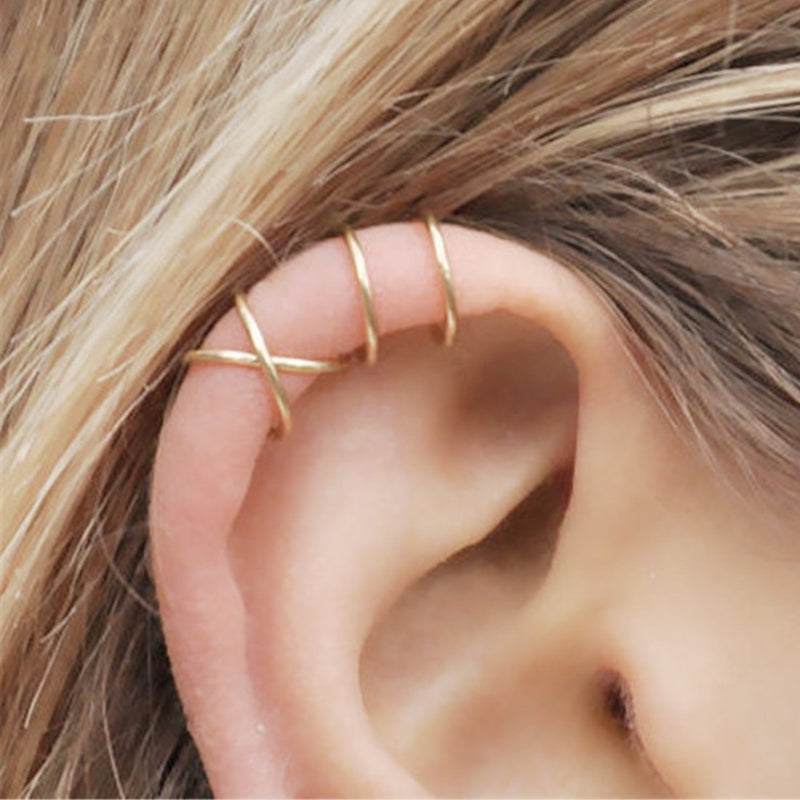 Fashion 2Pcs/Set Cartilage Punk Ear Cuff Clip-On Earrings