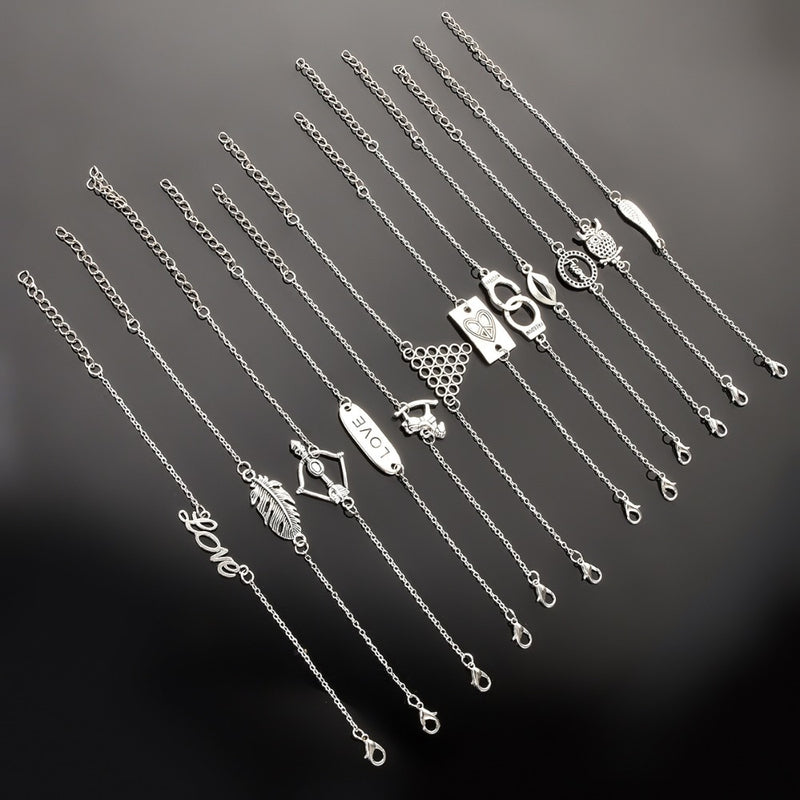 Simple Style Silver Plated Charm Bracelet