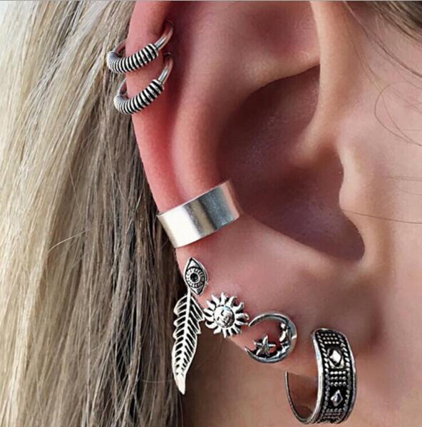 Bohemian Style Silver Color Earring Set