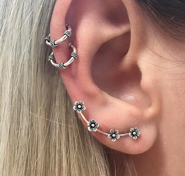 Bohemian Style Silver Color Earring Set