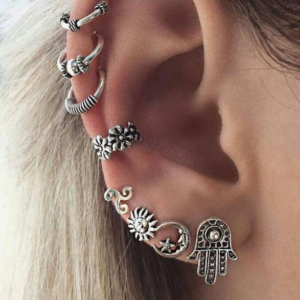 Bohemian Style Silver Color Earring Set