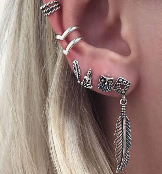 Bohemian Style Silver Color Earring Set