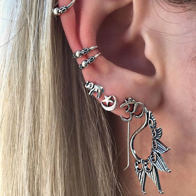 Bohemian Style Silver Color Earring Set