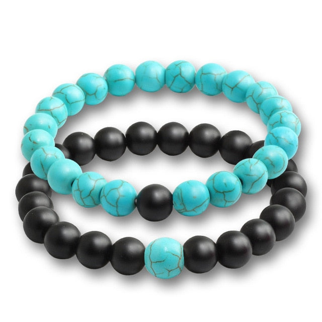 2 Pcs/set Fashion Couple Tiger Eye Stone Bracelets
