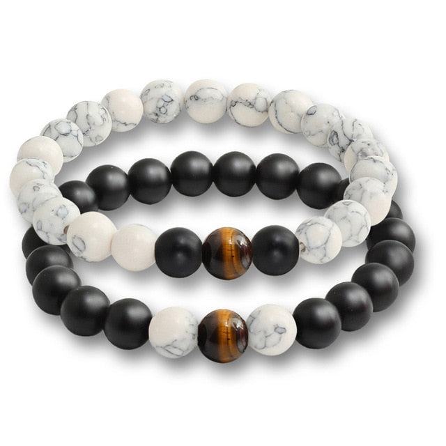 2 Pcs/set Fashion Couple Tiger Eye Stone Bracelets