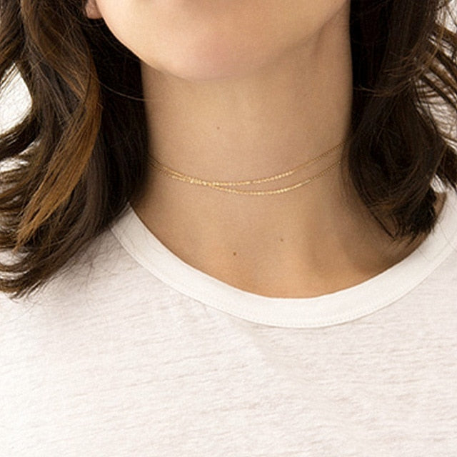 copper choker multi layer necklace