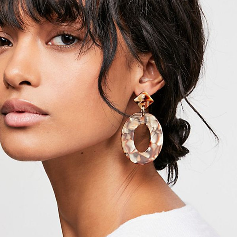 Jewelry Acrylic Resin Oval Dangle Earrings
