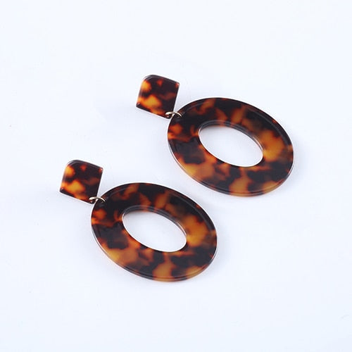 Jewelry Acrylic Resin Oval Dangle Earrings