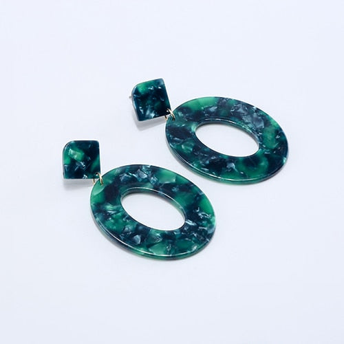 Jewelry Acrylic Resin Oval Dangle Earrings