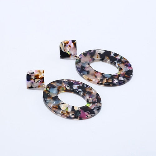 Jewelry Acrylic Resin Oval Dangle Earrings