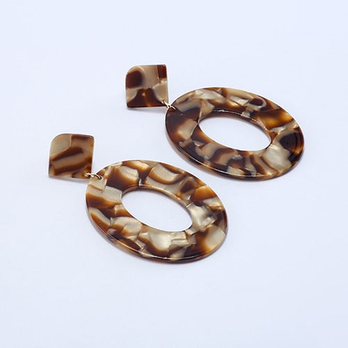 Jewelry Acrylic Resin Oval Dangle Earrings