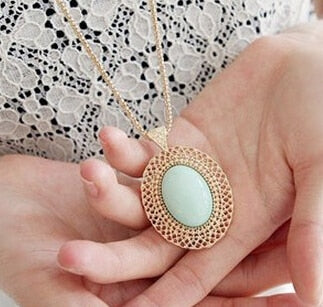 Korean Jewelry Pierced Oval Necklace