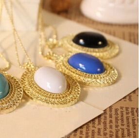 Korean Jewelry Pierced Oval Necklace