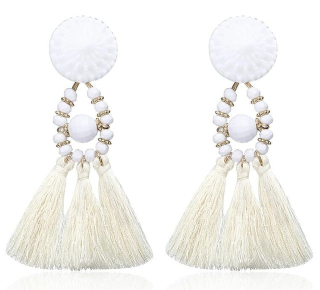 Long Statement Tassel Drop Earrings