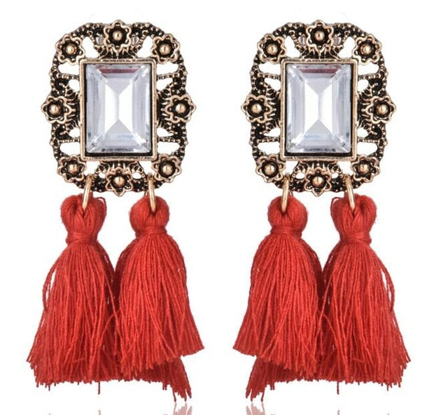 Long Statement Tassel Drop Earrings