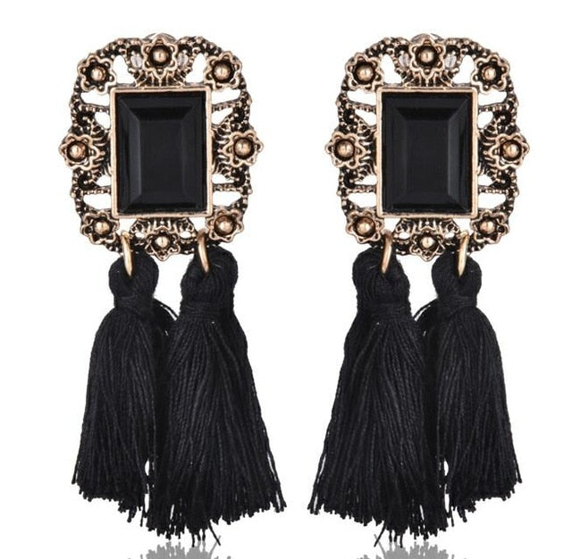 Long Statement Tassel Drop Earrings
