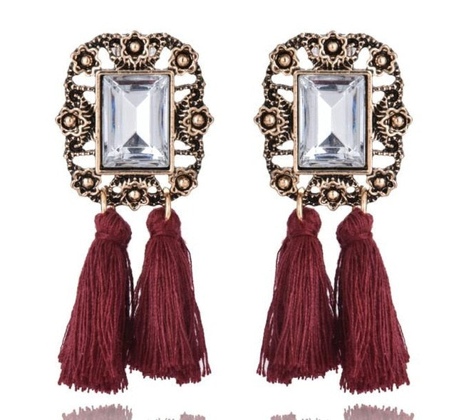 Long Statement Tassel Drop Earrings