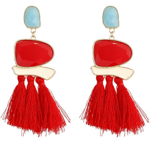 Long Statement Tassel Drop Earrings
