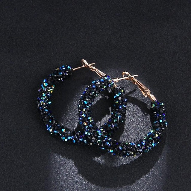 Fashion Charm Austrian crystal hoop earrings