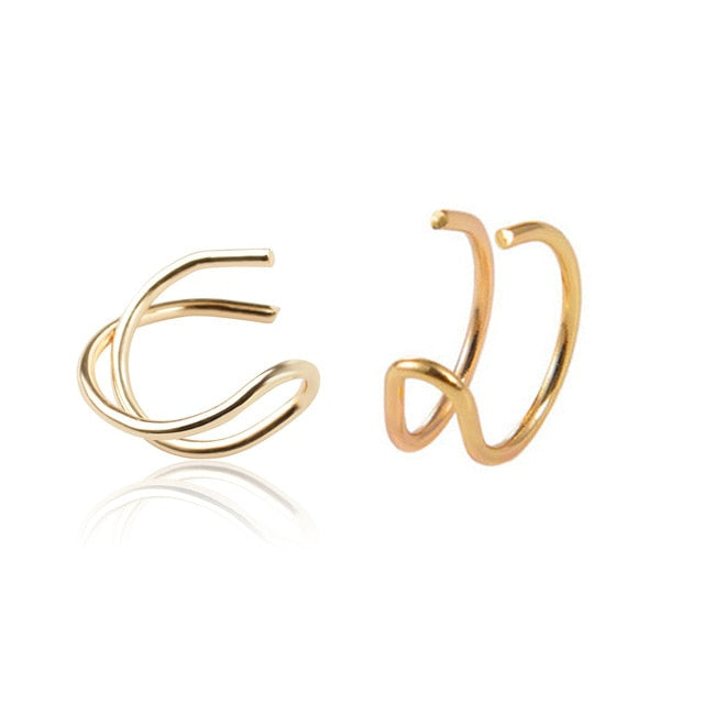 Fashion 2Pcs/Set Cartilage Punk Ear Cuff Clip-On Earrings