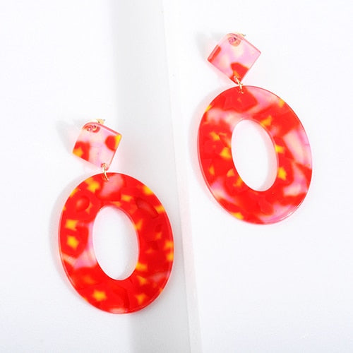 Jewelry Acrylic Resin Oval Dangle Earrings