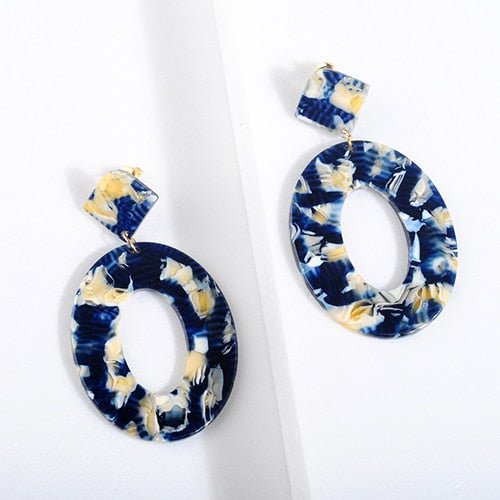 Jewelry Acrylic Resin Oval Dangle Earrings