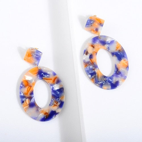 Jewelry Acrylic Resin Oval Dangle Earrings