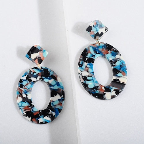 Jewelry Acrylic Resin Oval Dangle Earrings