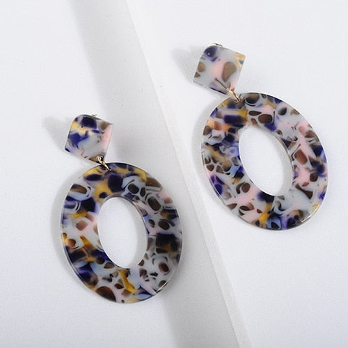 Jewelry Acrylic Resin Oval Dangle Earrings