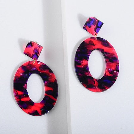 Jewelry Acrylic Resin Oval Dangle Earrings