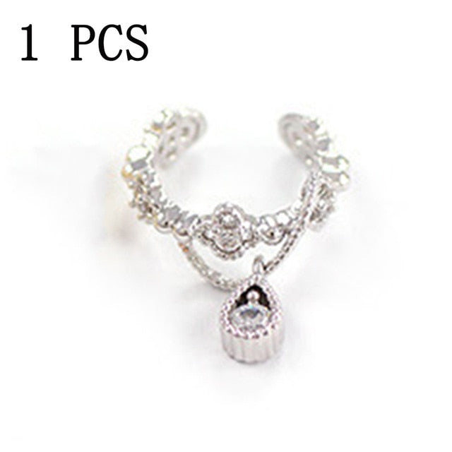 Fashion 2Pcs/Set Cartilage Punk Ear Cuff Clip-On Earrings