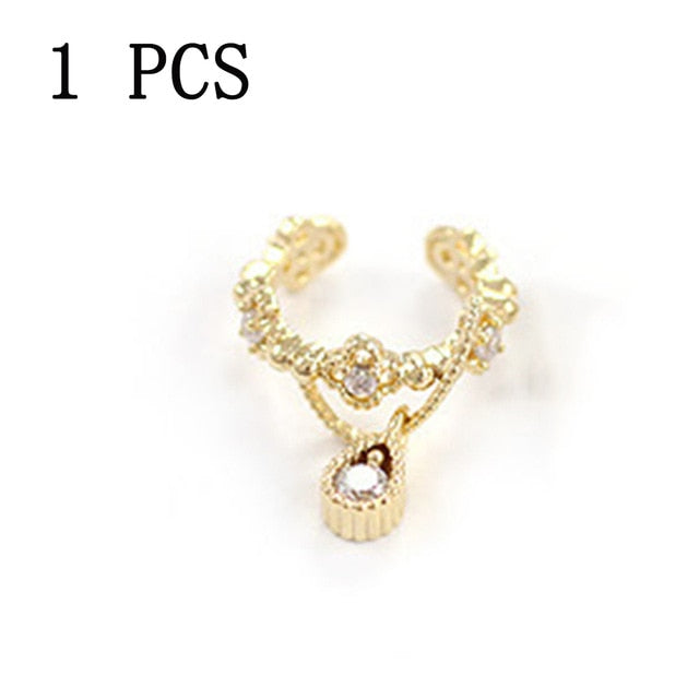 Fashion 2Pcs/Set Cartilage Punk Ear Cuff Clip-On Earrings